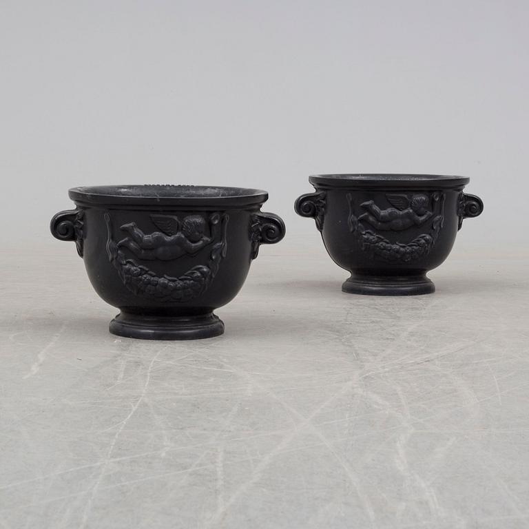 A pair of aluminium plant pots from Byarums Bruk, circa 2000.