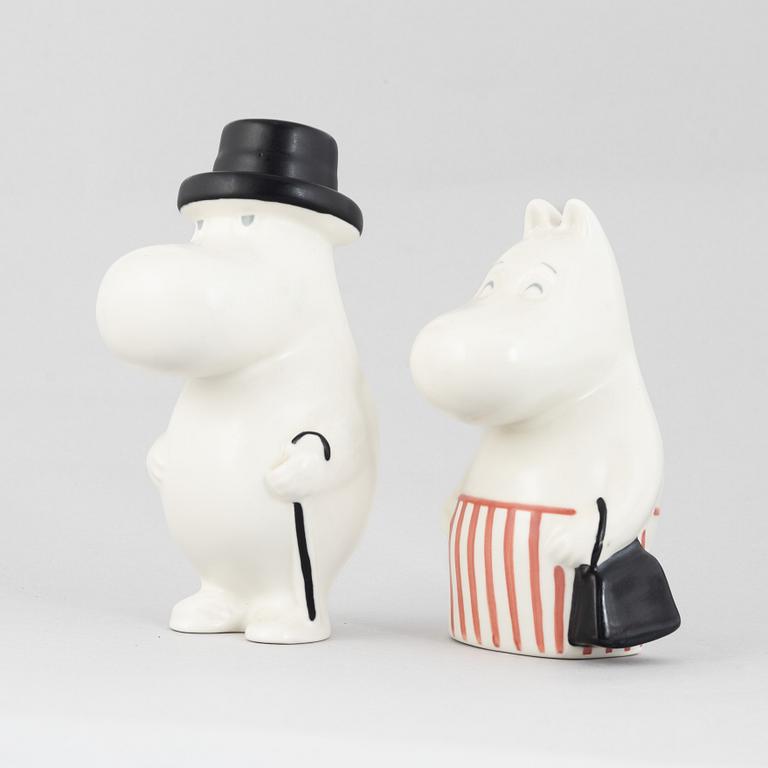 Tuulikki Pietilä, two figurines, Moominmama and Moominpappa, Arabia, Finland, 1990-97.