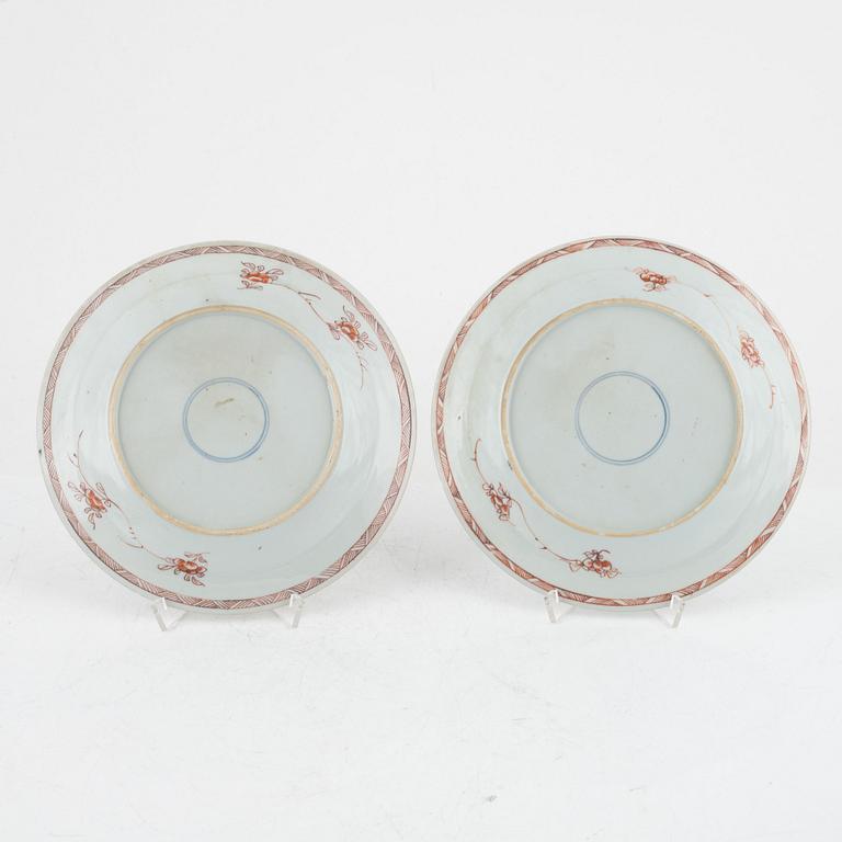Tallrikar, sex stycken, porslin. Qingdynastin, Kangxi (1662-1722).
