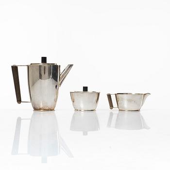 Sylvia Stave, a three-piece coffee service, C.G.Hallberg, Sweden, the model designed in 1930.