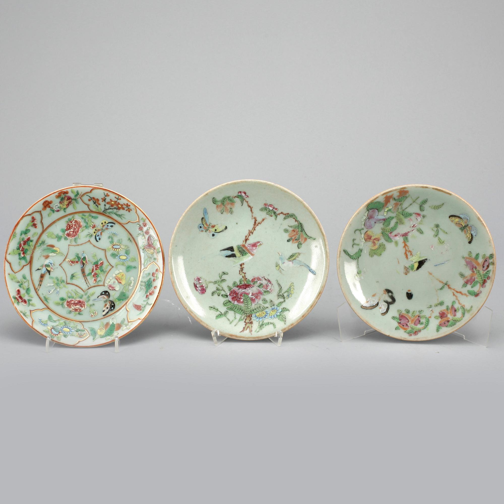 TALLRIKAR, 3 st, porslin, Kina, 1800-tal.