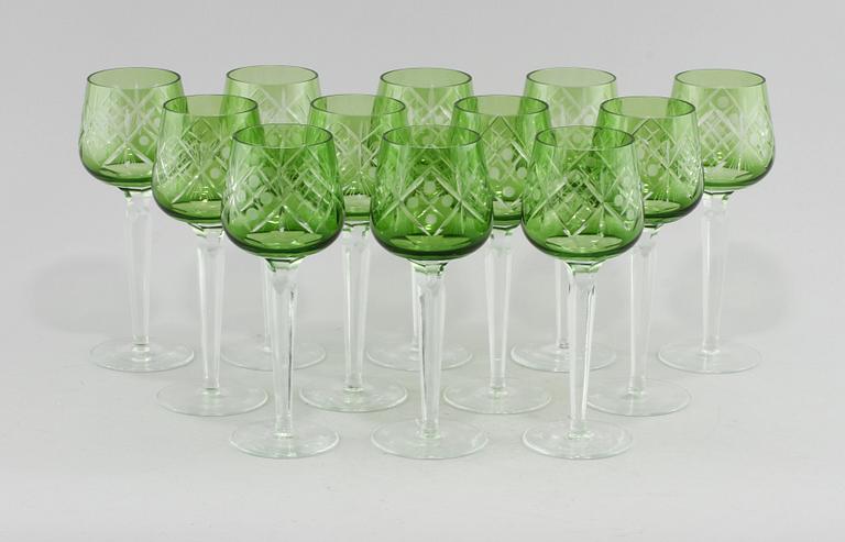 VITVINSGLAS, 12 st, glas, omkring 1900-talets andra hälft.