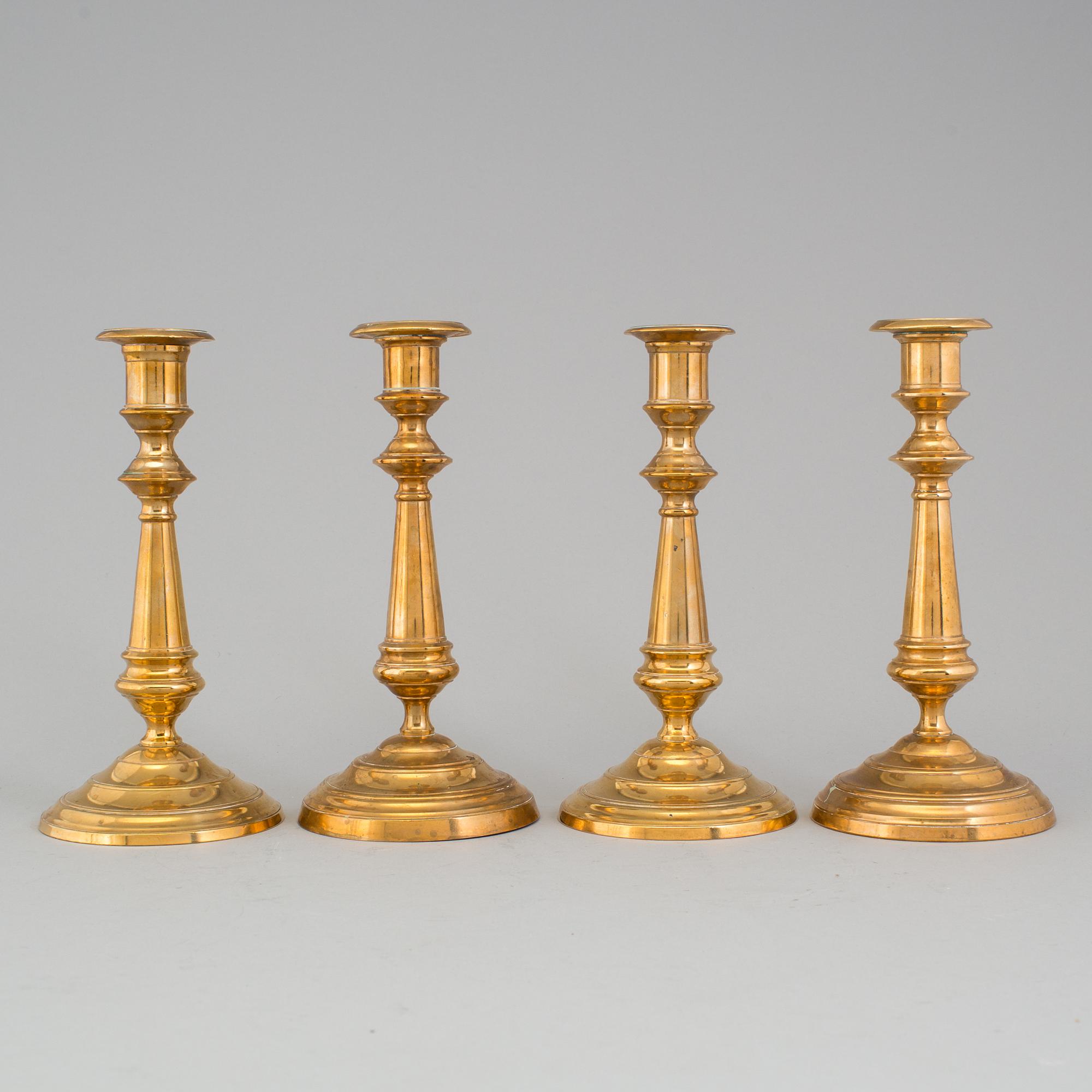 Two pairs candle sticks by Gusums and Westerås Metallfabrik, Sweden, ca 1900.