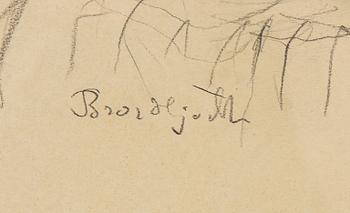 Bror Hjorth, teckning, signerad.