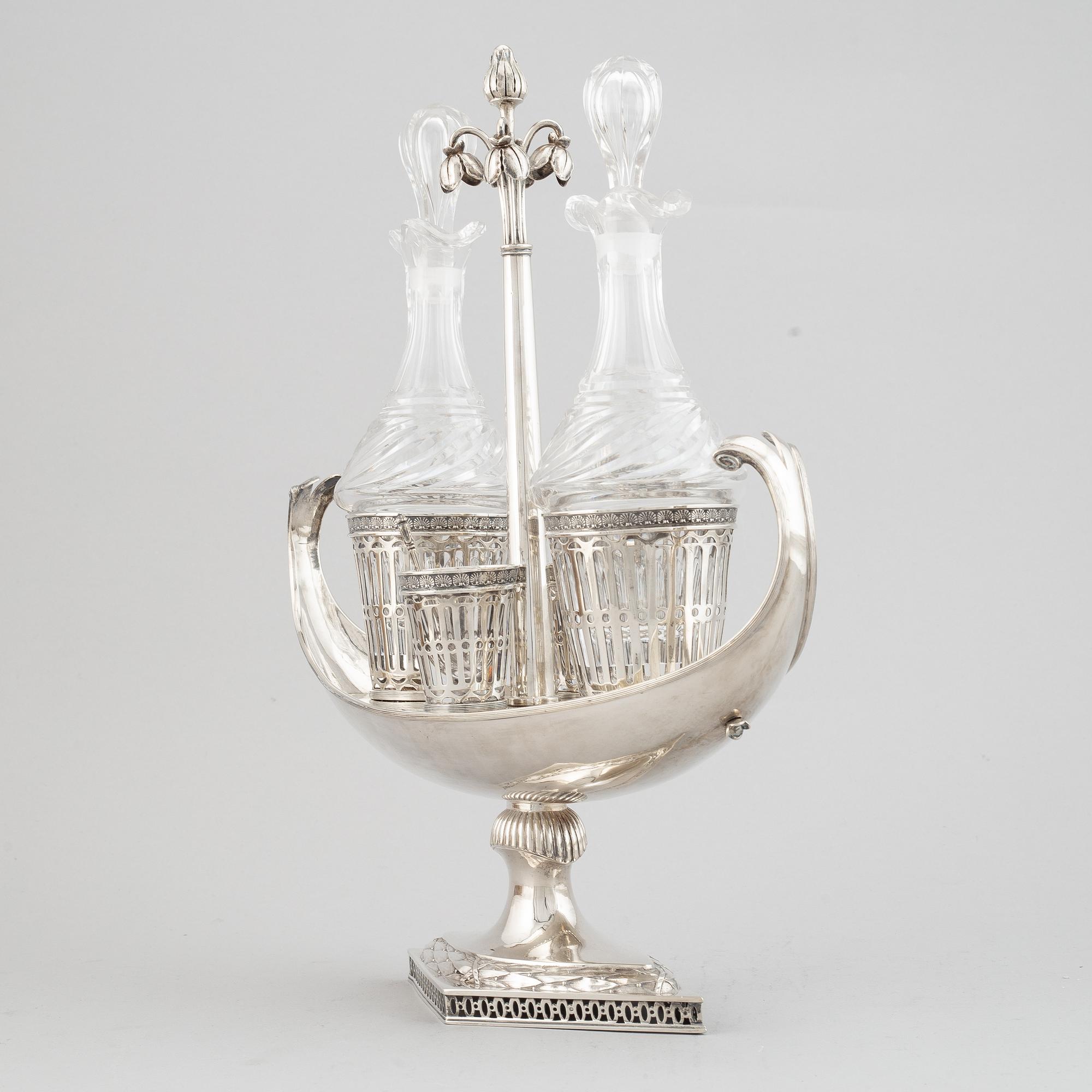 A Swedish late Gustavian cruet-set, mark of Pehr Zethelius, Stockholm 1799.
