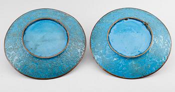 FAT, 2 st, cloisonne, Japan, 1900-talets första hälft.
