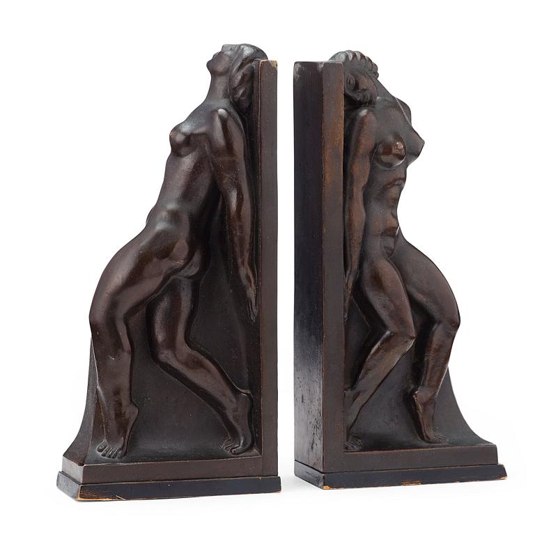 Axel Gute, A pair of Axel Gute Swedish Grace bronze bookends.