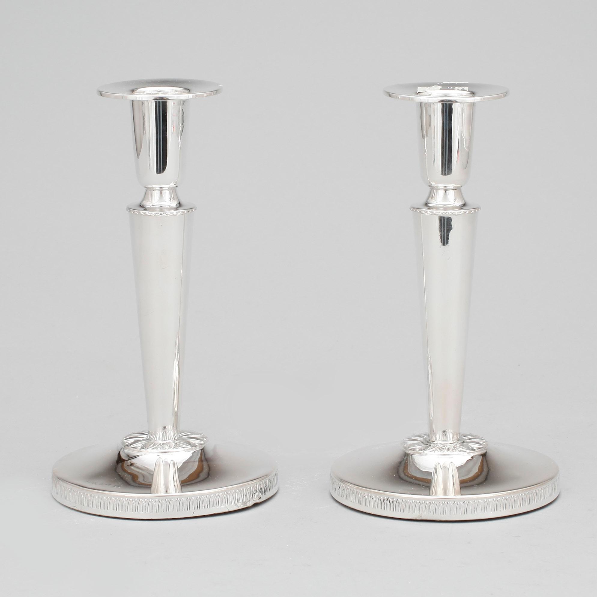 LJUSSTAKAR, ett par, silver, K&EC, Göteborg, 1955.