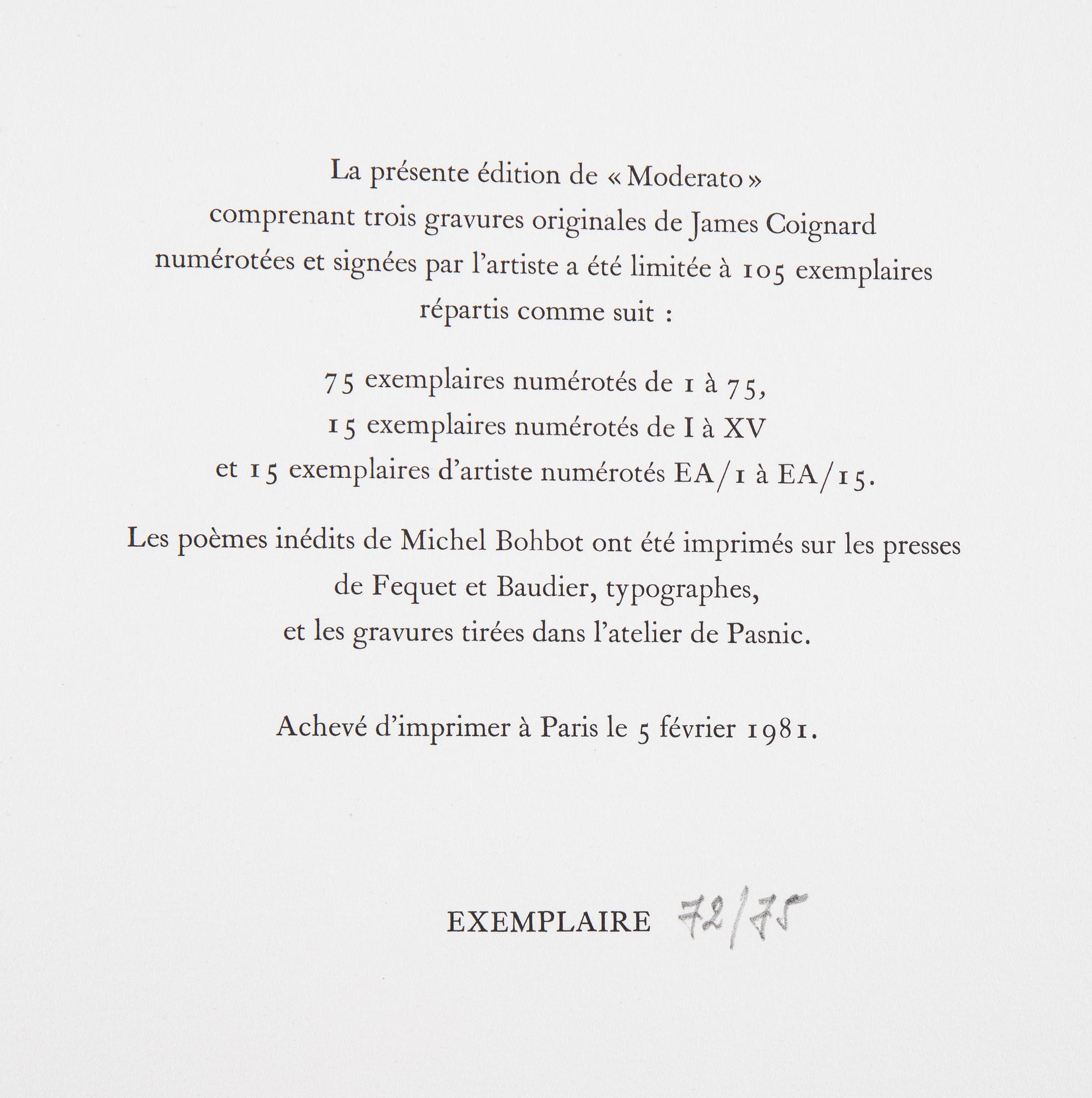 James Coignard, mapp med tre carborundum etsningar, 1981, signerade 72/75.