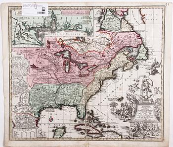 KARTA, kolorerad, Nordamerika, Florida/Mississippi. M.Seutter, 1700-talets första del.