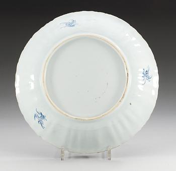 A blue and white dish, Qing dynasty, 18th Century.