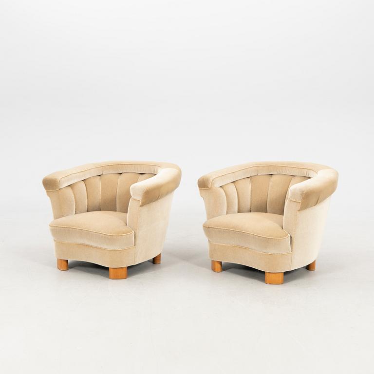 Armchairs, a pair of Swedish Modern 1940s.