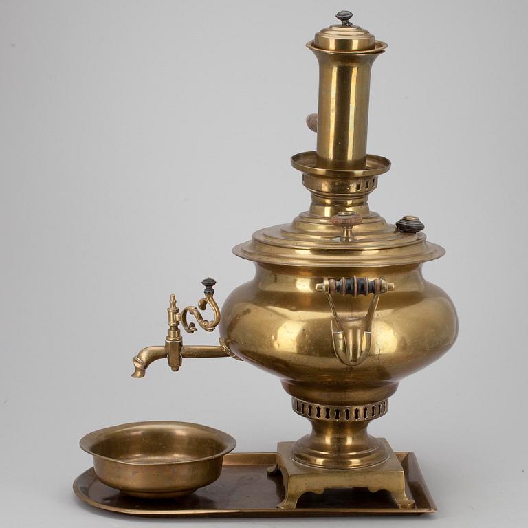 SAMOVAR, mässing, Vorontsovs fabrik, Tula, Ryssland 1800-tal.