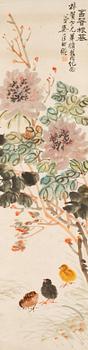 1656. Wu Changshou Attributed to, A Chinese hanging scroll, signed.