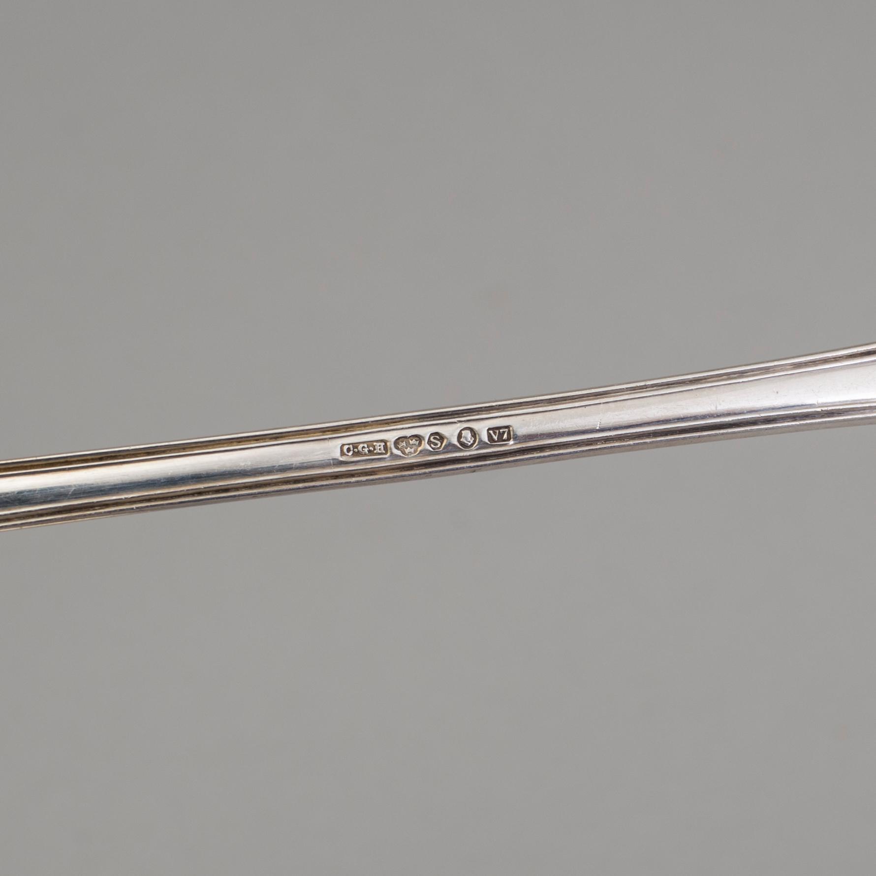 A Swedish 84 pcs silver table-service, by C. G. Hallberg, 1920's/1930's, model "Fransk Lilja (French Lilly)".