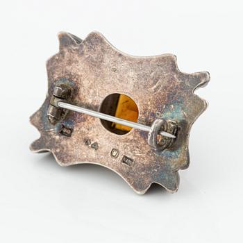 Brosch, silver med citrin, Stockholm 1953.