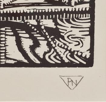PALLE NIELSEN, linoleumsnitt, monogramsignerad, E.T.
