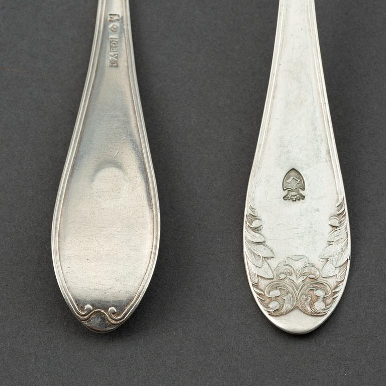 A set of six Swedish 19th century silver table-spoons, mark of Jacob G Bursell, Jönköping 1829-1830.