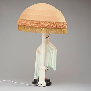 A Josef Lorenzl creamware table lamp, Goldscheider, Vienna 1920's.