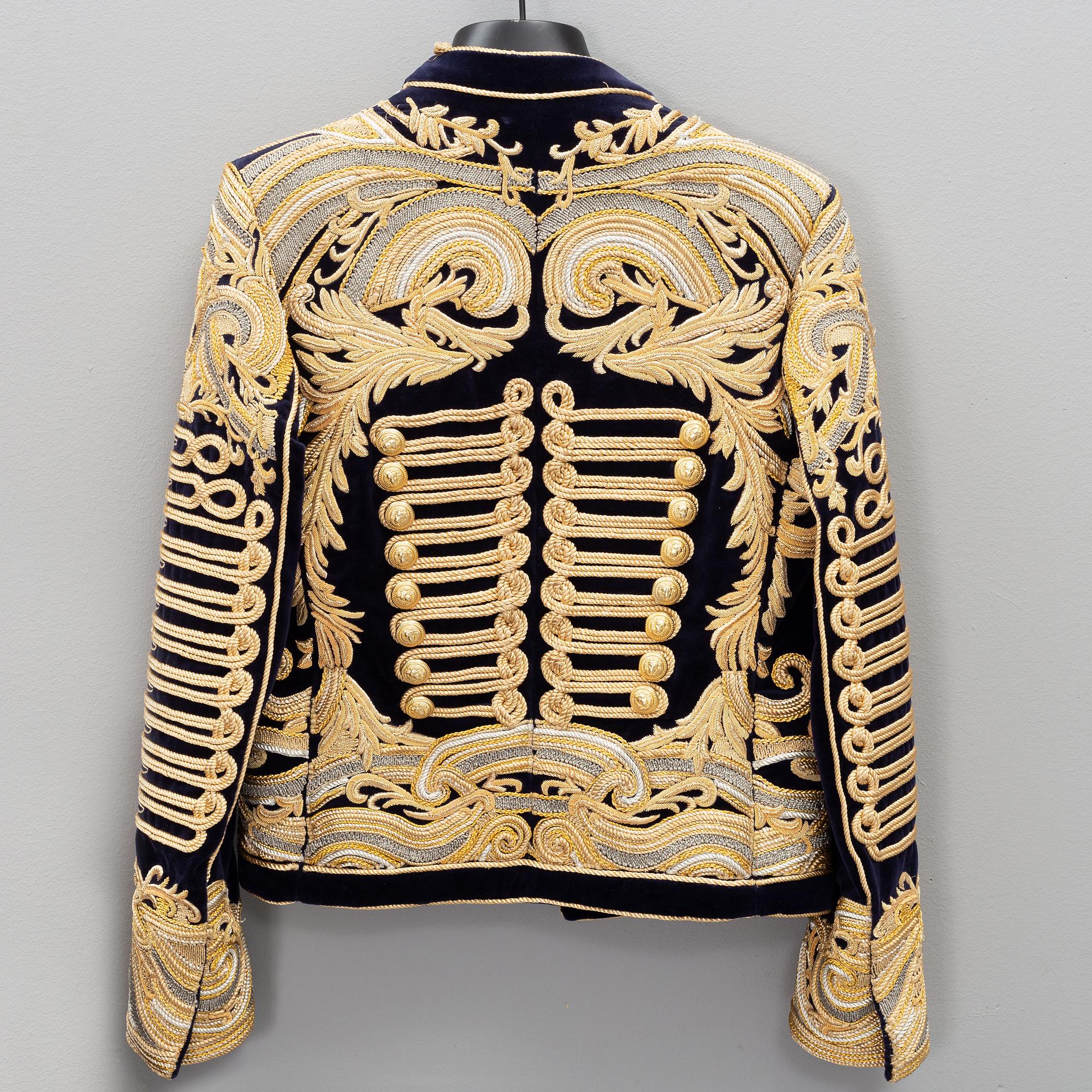 Balmain, a highly decorated velvet jacket, French size 48.