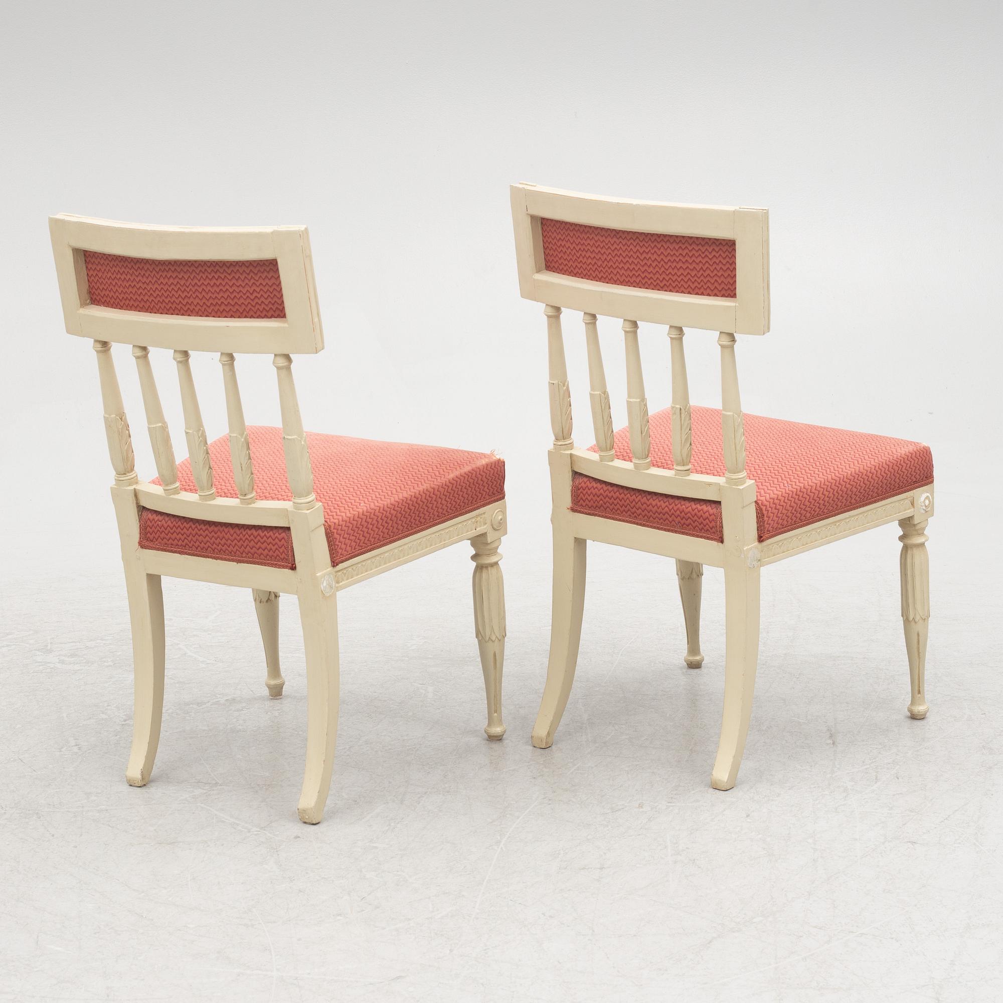 A set of five late Gustavian chairs, circa 1800.