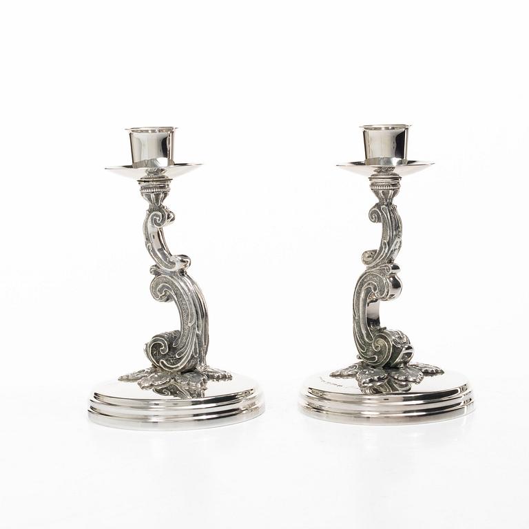 A pair of Swedish silver candlesticks, mark of Lazlo Hukvist, Mema, Lidköping, 1992.