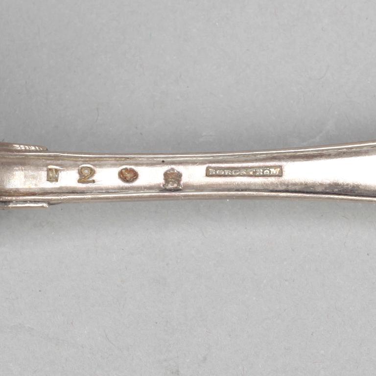 SKEDAR, 6 stycken, silver, Carl Fredric Borgström, Åbo, Finland, 1795. Total vikt ca 400 gram.