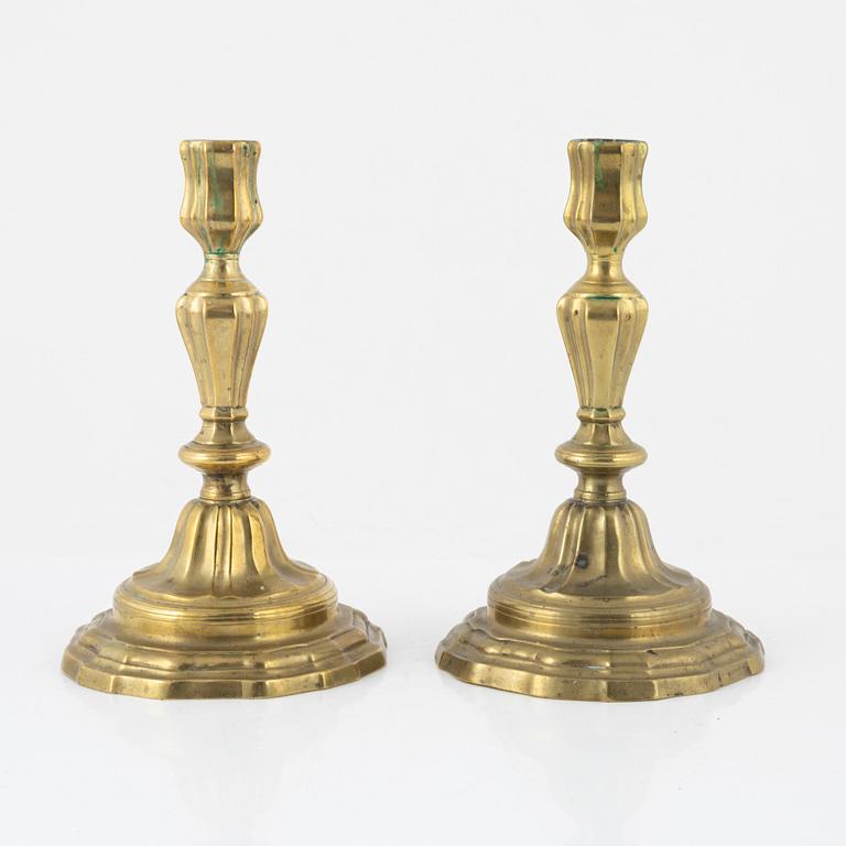 Candlesticks, a pair bronze candlesticks, late Baroque, 18th Century.