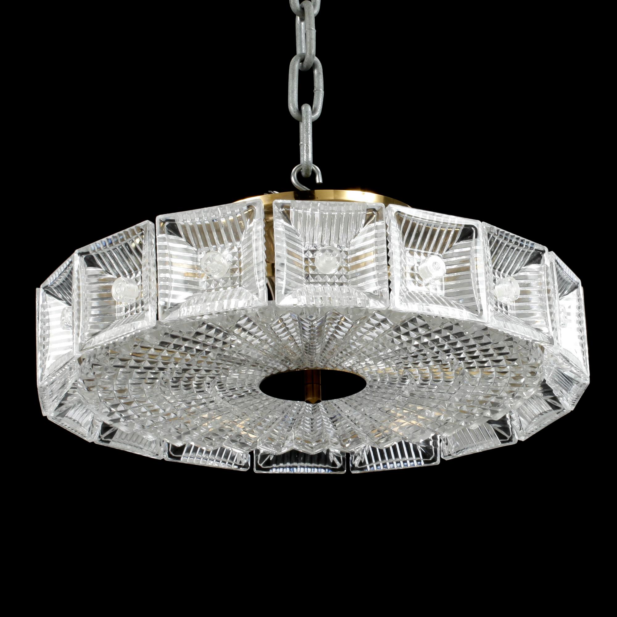 TAKLAMPA, glas, Carl Fagerlund, Orrefors, 1960/1970-tal. Diameter 44cm.