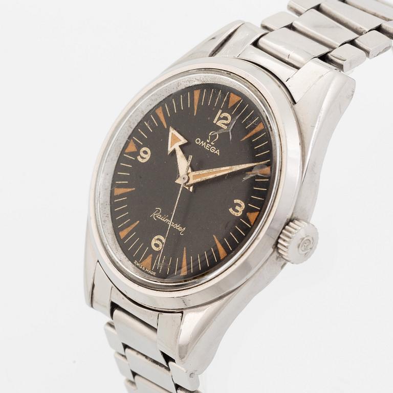 Omega, Railmaster, "Broad Arrow hands", "Naiad crown", ca 1958.