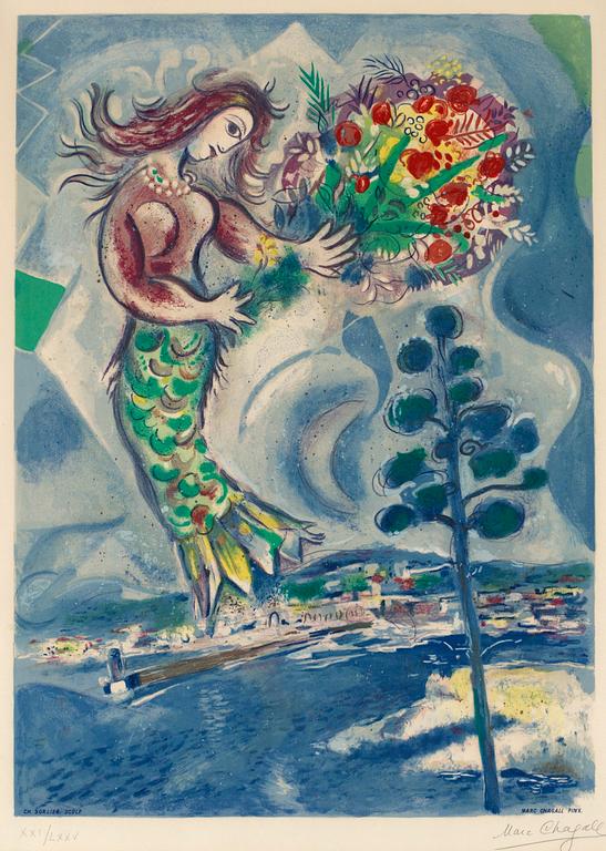 Marc Chagall (After), "Sirène au pin", from: "Nice et la Côte d'Azur".