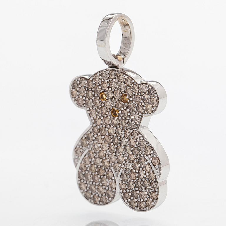 TOUS, an 18K white gold pendant in the form of a teddy bear with brownish diamonds total ca 1.09 ct, Spain.