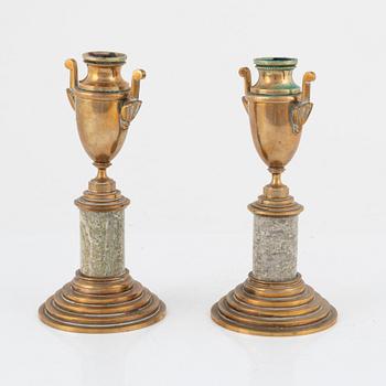 Pair of brass candlesticks, Skultuna, circa 1900.