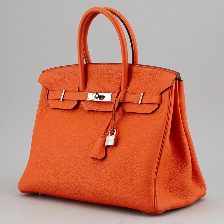 HERMÈS, Orange feu togo leather 'Birkin 35', 2015.