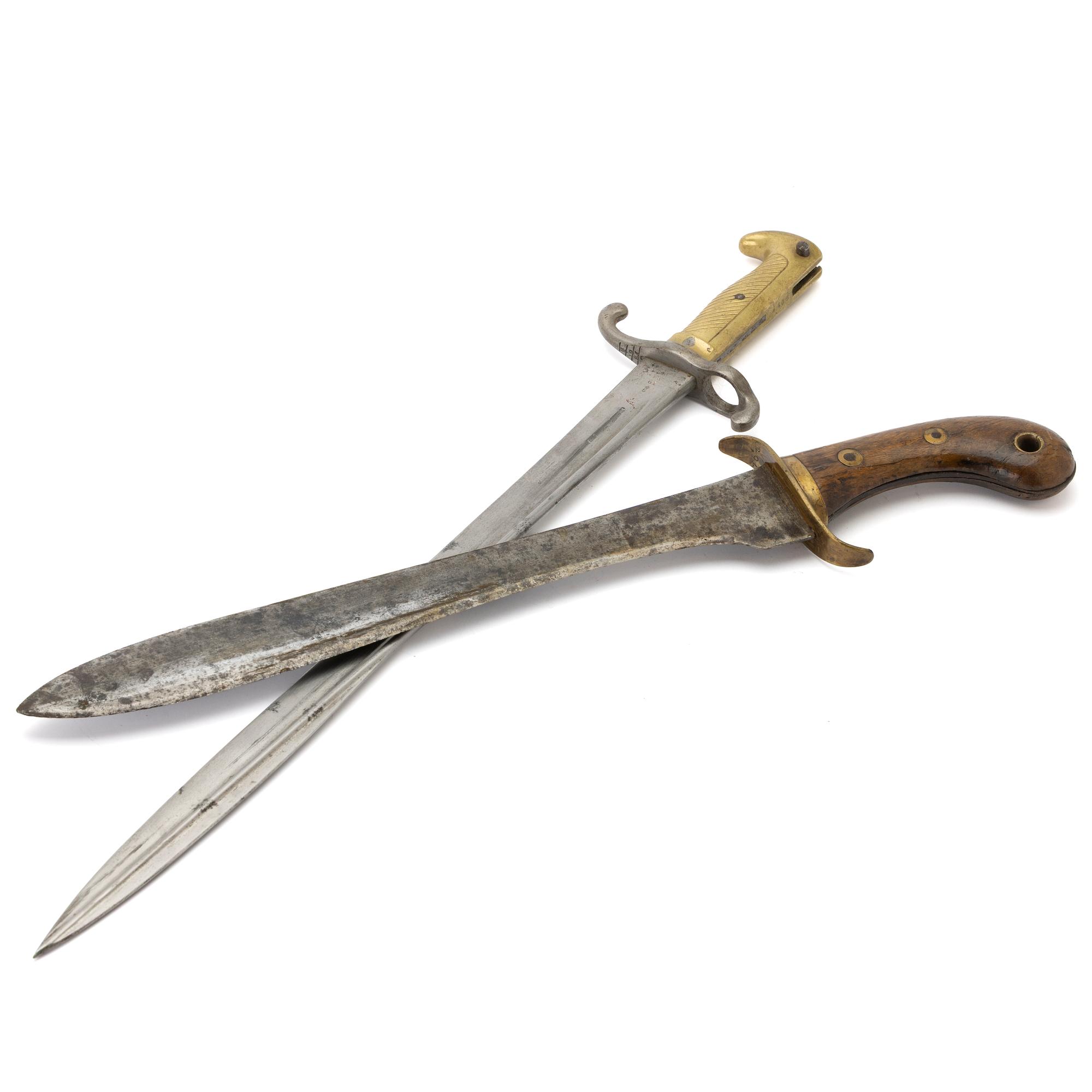 Faskinkniv samt bajonett, Sverige/Tyskland, 1800-tal.