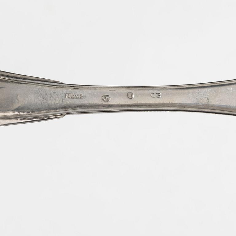 A set of Swedish 19th Century silver spoons (14 pieces).