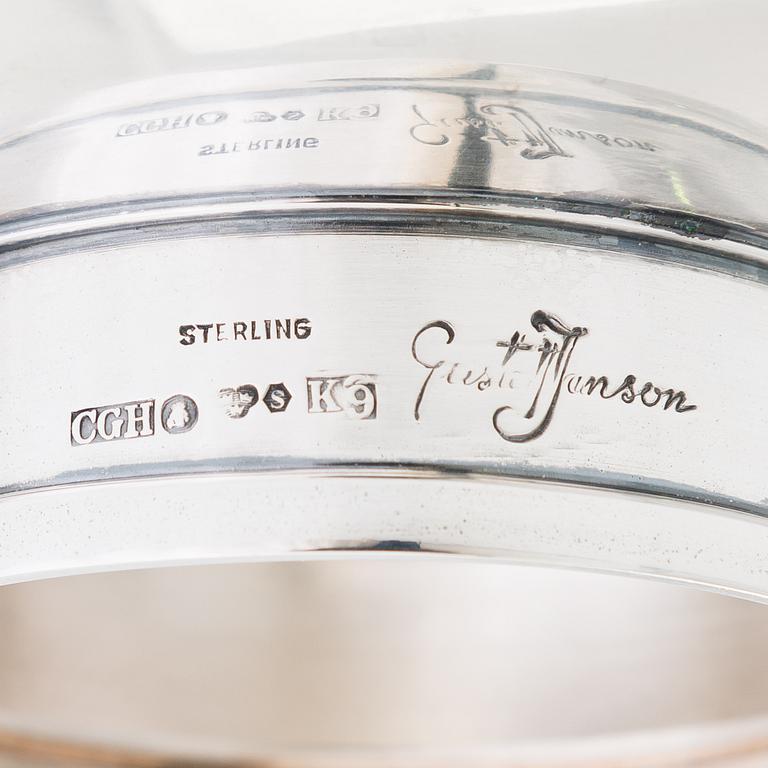 Two sterling silver bowls, Gustav Jansson 1955, 1960, and eight similar silver punsch cups, GAB and CGH 1933-41. Sweden.