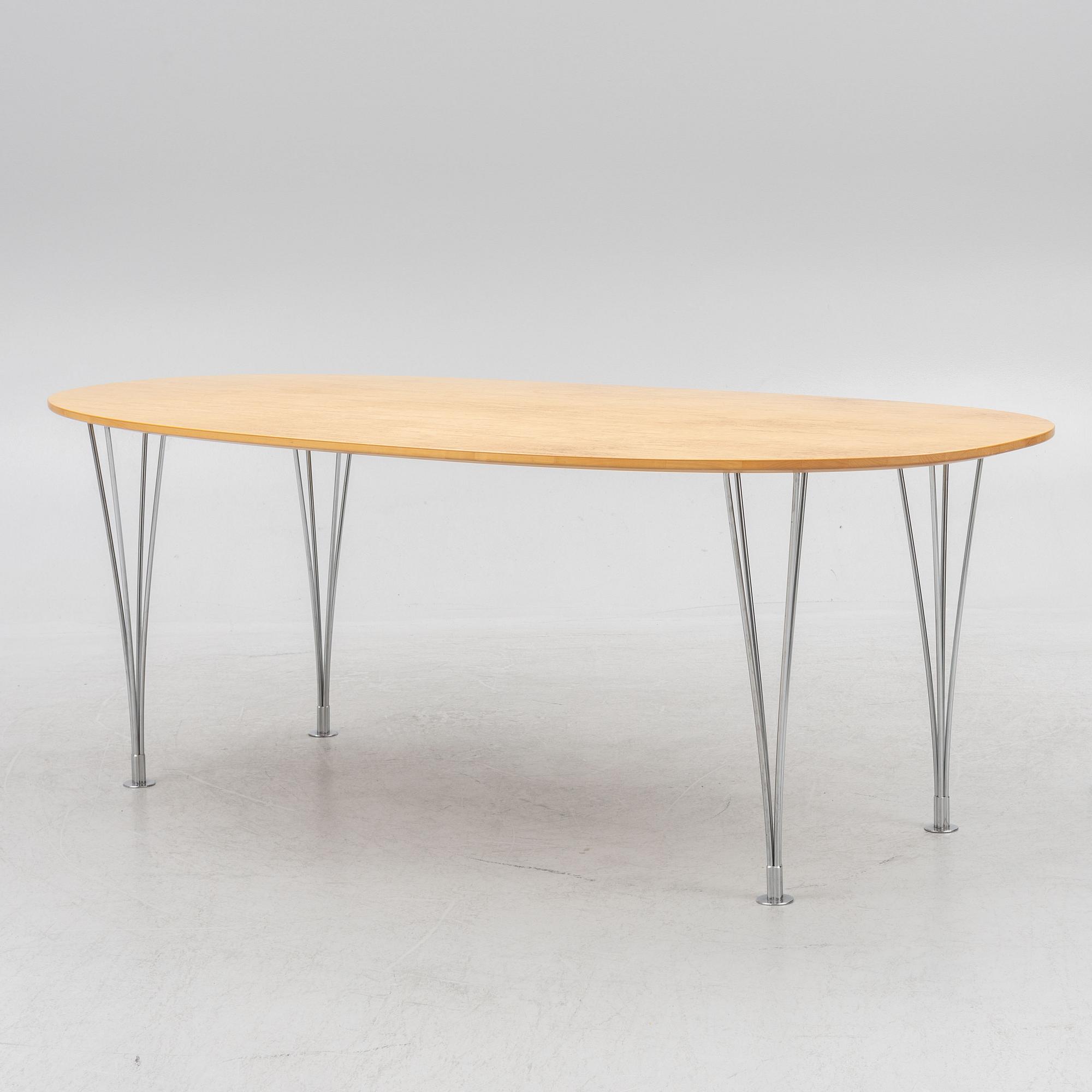 Bruno Mathsson & Piet Hein, dining table "Superellipse", Bruno Mathsson International, Värnamo, second half of the 20th century.