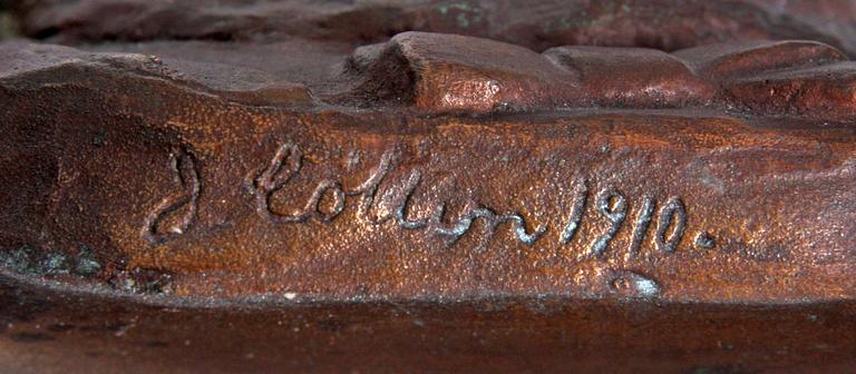 JOHANNES COLLIN, relief, brons, sign, 1910.