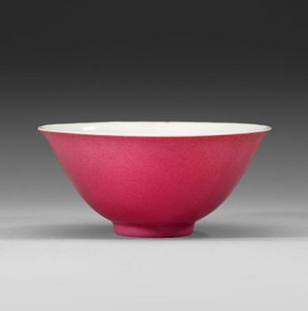 88. A "hot pink" bowl, Qing dynasty, with Yongzheng six- character mark and of the period (1723-35).