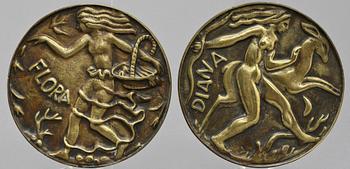 PLAKETTER, 2 st, brons, 1920-tal.