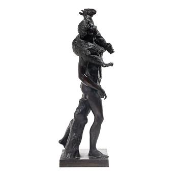 Sculpture, bronze. Faun with lamb. After a Roman model, 20th century.