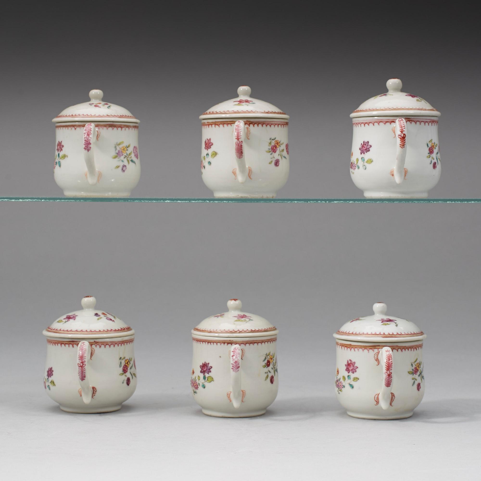A group of six custard cups with covers, Qing dynasty, Qianlong (1736-95).