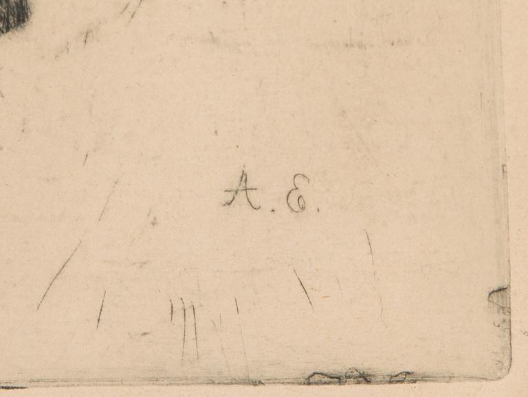 Albert Edelfelt, etching, signed on plate.