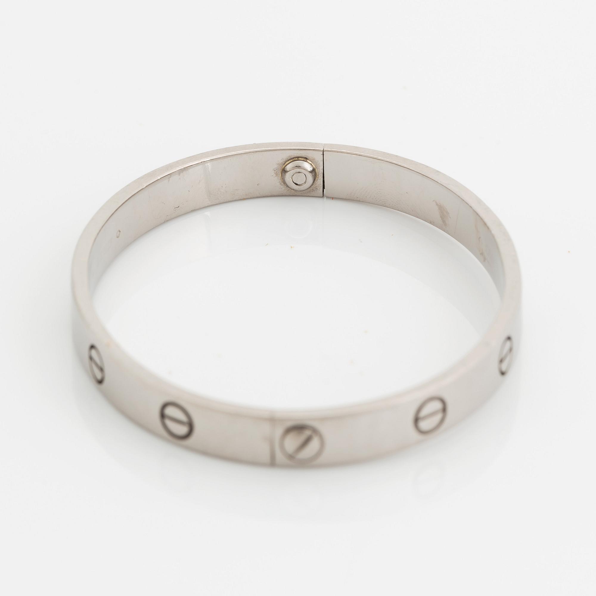 A Cartier "Love" bracelet in 18K white gold.