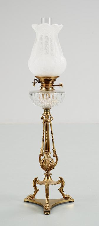 FOTOGENLAMPA, mässing, empirestil, sekelskiftet 1900.