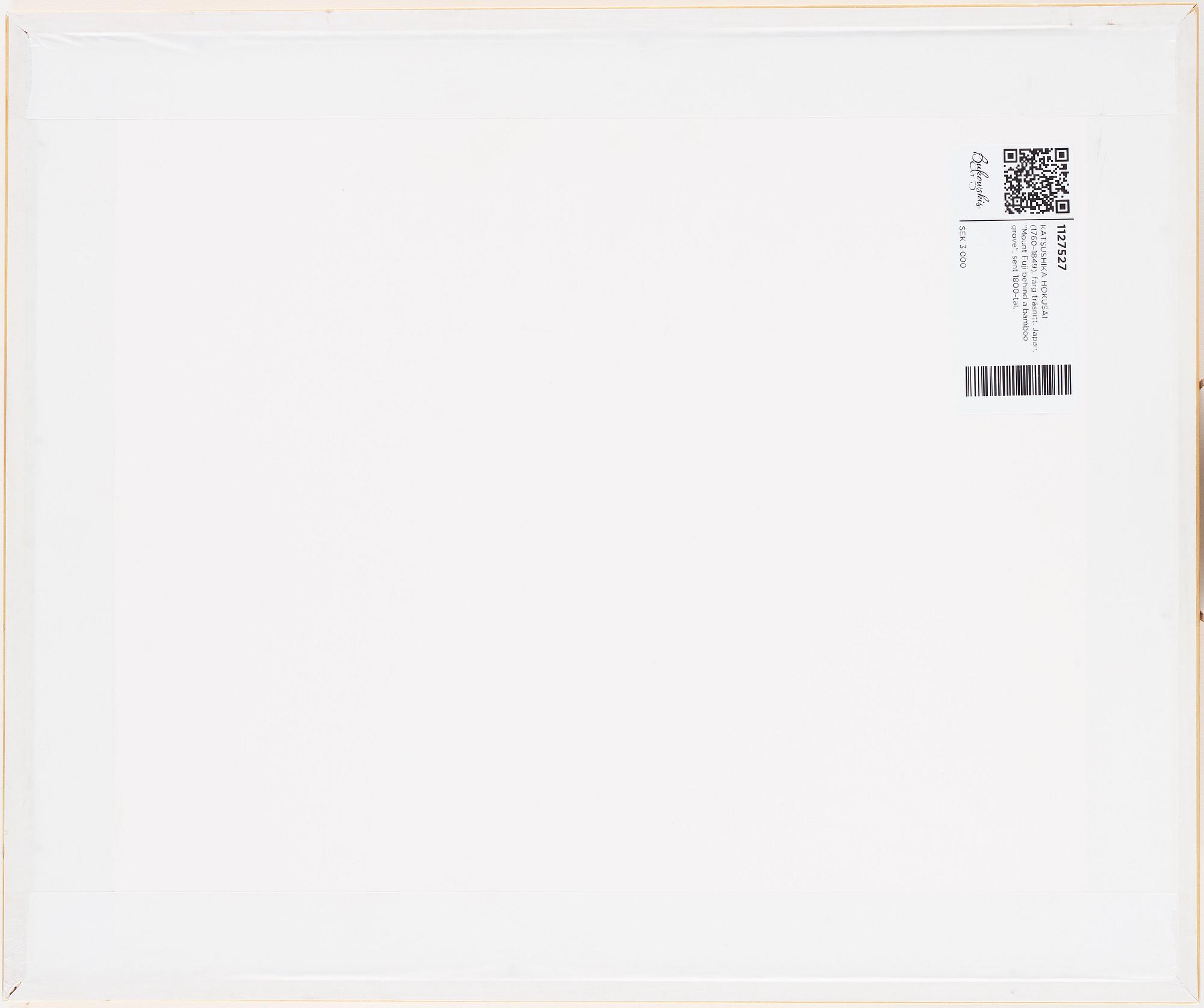 KATSUSHIKA HOKUSAI (1760–1849), efter, färgträsnitt. Japan, "Mount Fuji behind a bamboo grove", sent 1800-tal.