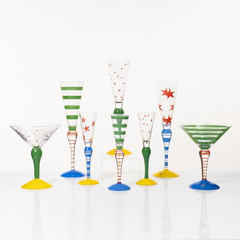 Anne Nilsson, Eight 'Clown' glasses, Orrefors.