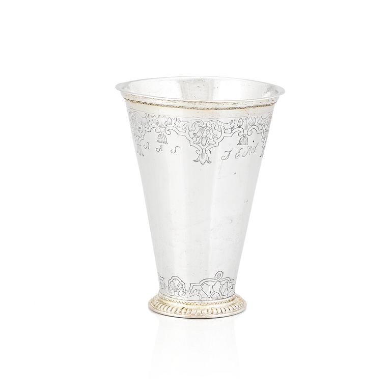 A Swedish early 18th century parcel-gilt silver beaker, mark of Erik Löfman (Uppsala 1690-1718 (1729).