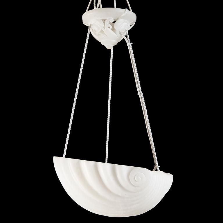 A Carl Milles Swedish Grace alabaster hanging lamp, 1920's.